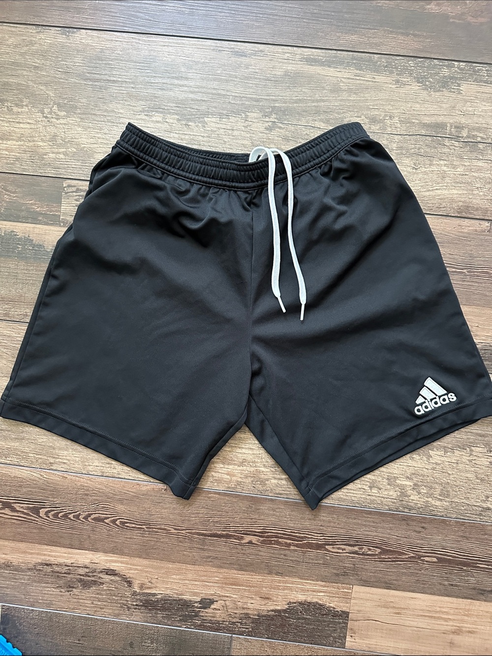 adidas Black Athletic Shorts with White Drawstring